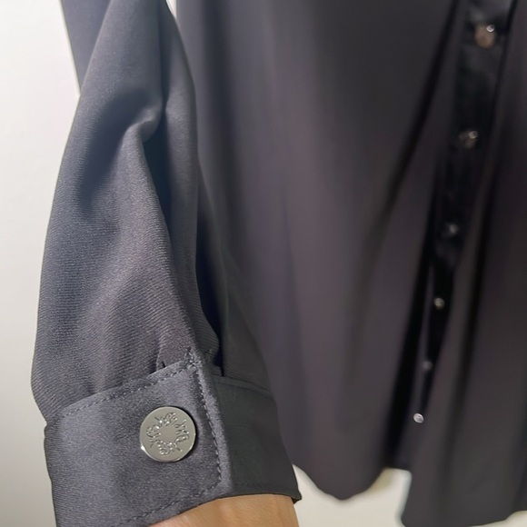 White House Black Market Utility Shirt Dress Snap Button Knee Length Size M - Picture 5 of 7